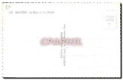 Menton — Stacja i Hotele — Éditions d'Art Munier, Nice — Rewers