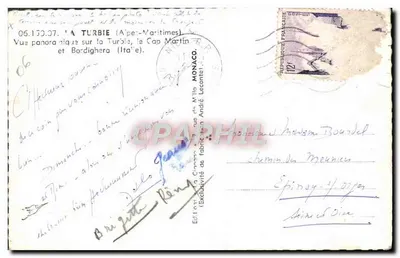 Panoramische uitzicht op Turbie, Cap Martin en Bordighera (Italië) — Uitgave van de Compagnie de Fabrication André Leconte — n° 66 — Achterkant