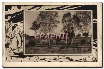 Cena de campo — ilustração Art Nouveau — Chocolat Klaus, Morteau, França