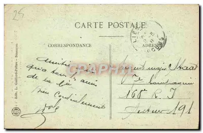 Cachoeira do Bout-du-Monde — Arredores de Besançon — Éd. L. Gaillard-Frère, n° 518 — Verso