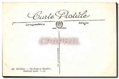 Hyères — A Estátua de Massillon — Praça da Rade — Verso
