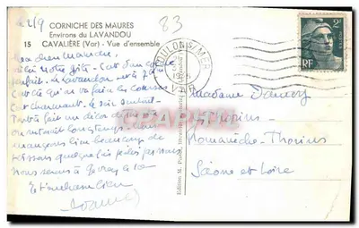 Corniche dei Maures — Vicinanze di Lavandou — Vista panoramica — Edizione M. Pissot, n° 219 — Verso