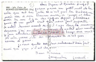 Bormes-les-Mimosas — Pamiątka z Camping-Plage — wydawca — Rewers