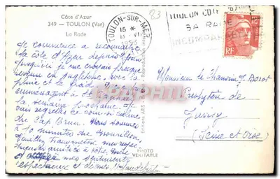 Porto de Toulon — A Baía — Edições ARIS - B. 349 — Verso