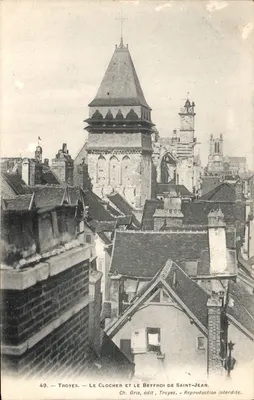Troyes — Le clocher et le beffroi de Saint-Jean — Ch. Gris, édit, Troyes