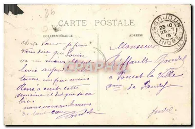 Stara pocztówka Issoudun Place Des Marches — Rewers