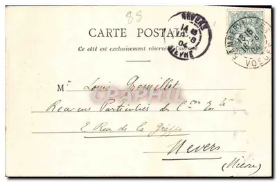 Bilhete postal antigo Rambervillers Revue du 14 juillet Militaria — Verso