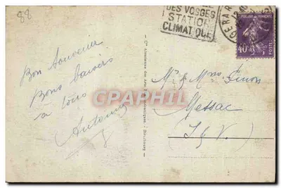 GÉRARDMER — El Puente de las Hadas — Editor anónimo, n° 92 — Reverso