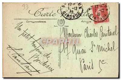 Bordeaux — A Coluna dos Girondinos e os Quinconces — LL. Sélecta 186 — Verso