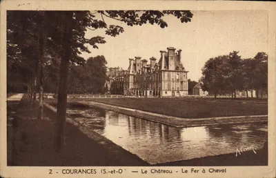 Bilhete postal antigo Cournces Le Chateau Le Fer a cheval