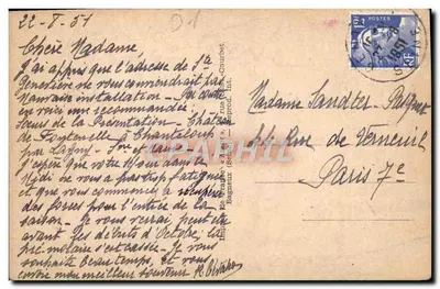 Bilhete postal antigo Cournces Le Chateau Le Fer a cheval — Verso