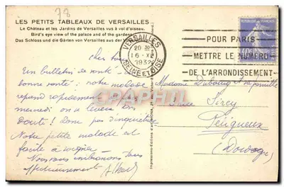Versailles — Widok z lotu nad pałacem i ogrodami — Monga — Rewers