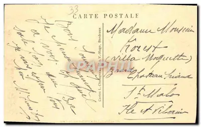 Bordeaux — Vista geral sobre a Baía — Cartas postais C. V. Hugo — Verso