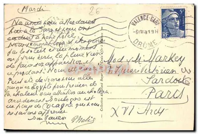 Valence — Vue générale sur le Rhône et Crussol — éditeur impr. sur la carte — Verso