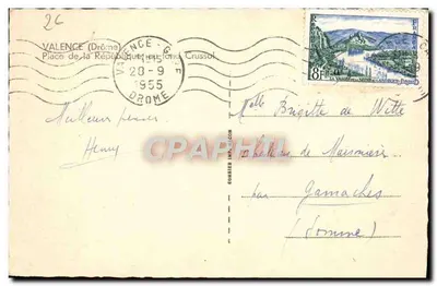 Place de la République w Valence — widok z fontanną i samochodami — wydawca Ciry — Rewers