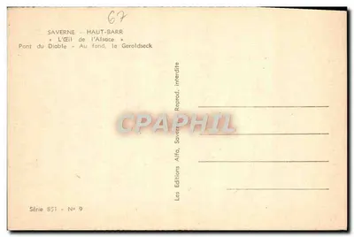 Saverne - Haut-Barr — Oczko Alzacji — Most Czarnego Diabła, w tle Geroldseck — Wydawnictwo Alfa, seria 851, nr 9 — Rewers