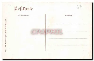 Strasburg — Uniwersytet — widok głównego budynku z karetą i pieszym — wydawca Felix Lübb, nr 2677 — Rewers