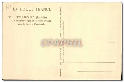 Strasbourg (Bas-Rhin) — Petite France, widok z kanału z katedrą — Les Éditions d'Art Yvon, Paryż — Rewers
