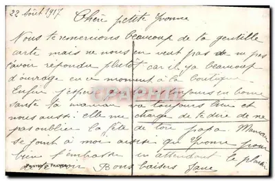 Paisagem rural com igreja — cena de galinhas e pintos — editor R.P. n° 5153 — Verso