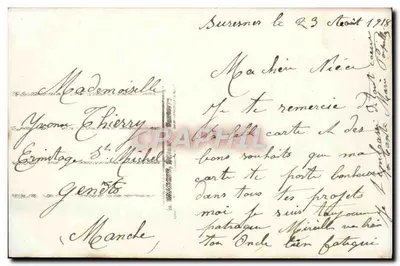 Młoda kobieta w różowej sukni trzymająca bukiet — wydawca S. & C. nr 4082 — Rewers