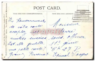 Enfermeira e criança ferida — Hospital — Inter-Art Co. Red Lion Square, London, No. 1124 — Verso
