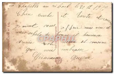 Bilhete postal antigo Fantasia Mulher Anjo — Verso