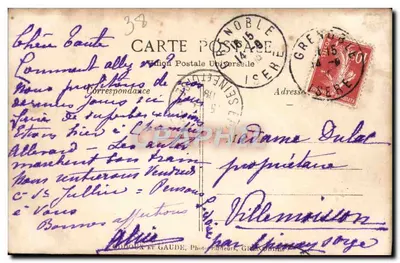 Dauphine, Uriage-les-Bains, el Castillo — Édition Postale Universelle, n°201 — Reverso