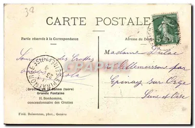 Grutas da Balme — Grande Fonte — H. Bonhomme, fot. Genebra — Verso