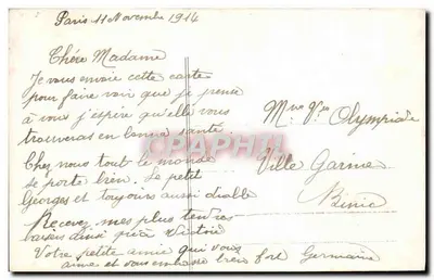 Gloire i poświęcenie — 1914 — Wydawca Lézange, nr 3001 — Rewers