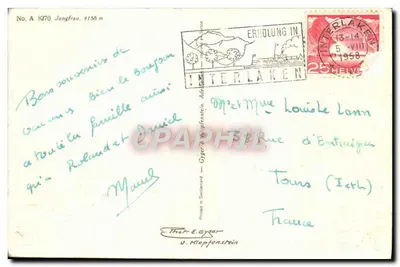 Monte Jungfrau — 4158 m — Thor E. Gyger, No. A 8270 — Verso