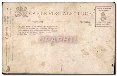 Paris, Luxembourg - Fontaine Médicis — éditeur Cilette, n° 51 — Achterkant