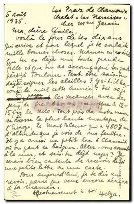 Chamonix — Vue générale et le Mont-Blanc — éditeur anonyme, n° 12038 — Rewers