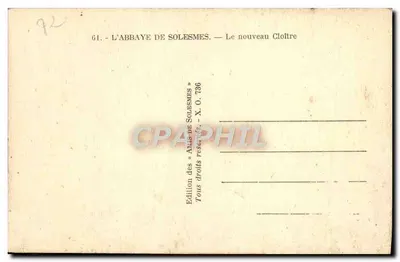 Abpia Solesmes — Nowy Klasztor — Wydawnictwo «Amis de Solesmes» — Rewers