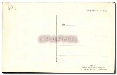 Estátua de Henri IV em Pau — Editor R. Bergevin, n°12357 — Verso