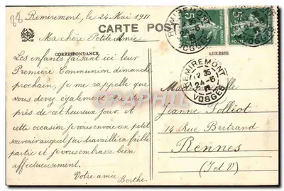 O Calvário — Remiremont (Vosges) — Ad. Welck - Saint-Dié - N° 1723 — Verso