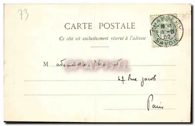 Cartolina d'epoca Chamrery La Fontaine des Elephants Elefante — Verso
