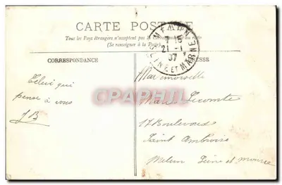 Villenauxe — A Igreja — Descoutures, Café, Tabac — Verso