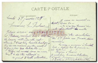 Reims gebombardeerd — Ruïnes van het Bisdom — Phot-Express — Visé Parijs — Achterkant