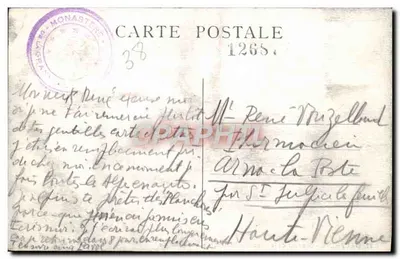 Tarjeta postal antigua Convento de la Grande Chartreuse Vista General — Reverso