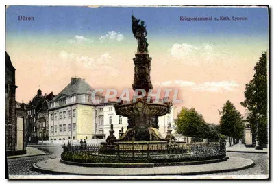 Düren — Monumento aos combatentes e Liceu Católico — editor desconhecido