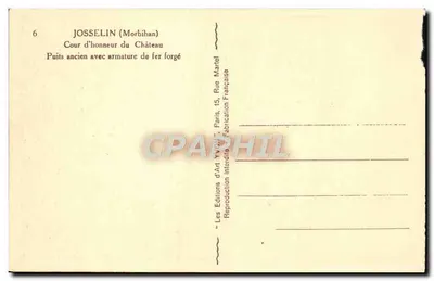 Josselin (Morbihan) — Dziedziniec zamku — Stary studzienka z żelazną konstrukcją — Wydawnictwo Art Yvov, nr YV07 — Rewers