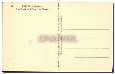 Josselin (Morbihan) — De oevers van de Oust en het Kasteel — Uitgave van Kunst WOON — Achterkant