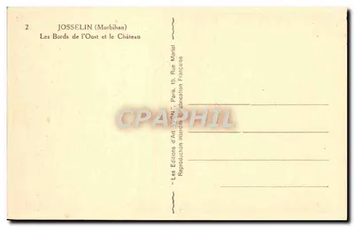 Josselin (Morbihan) — Brzegi rzeki Oust i Zamek — Wydawnictwo Sztuki 'Yvon' — Rewers