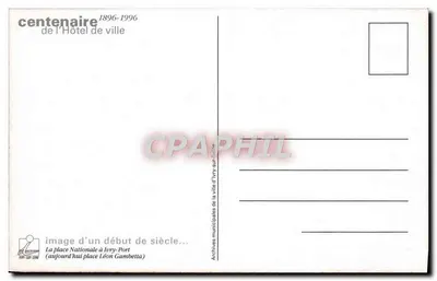 Ivry-sur-Seine — A Praça Nacional — Editor P. Patenôtre, n° 107 — Verso