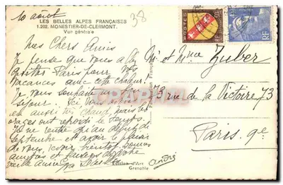 Monestier-de-Clermont — Vista geral — Edição de Arte Grenoble, n° 1.202 — Verso