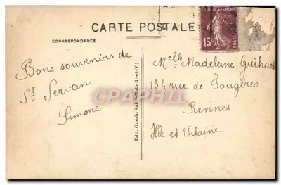 St-Servan-sur-Mer (I.-et-V.) — A Porta da Marinha — G.F. — Costa da Esmeralda — Verso