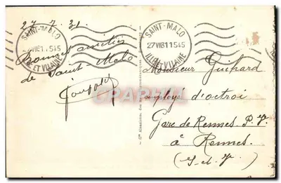 St-Malo — La Ville et les Remparts — éditeur imprimeur non identifié, n°3 — Verso