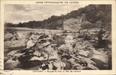 Bilhete postal antigo Sítios Pitorescos da Saboia Lovagny Gorges do Fier