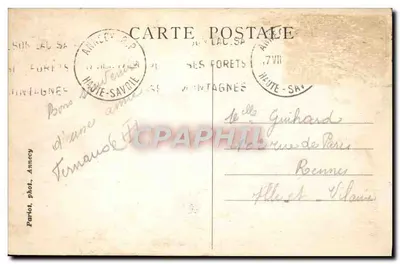 Bilhete postal antigo Sítios Pitorescos da Saboia Lovagny Gorges do Fier — Verso
