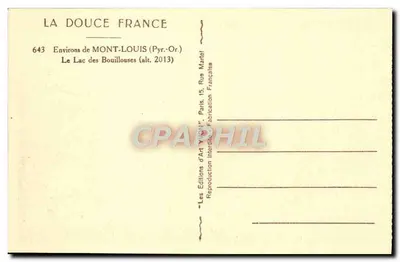 Lac des Bouillouses — Umgebung von Mont-Louis (Pyrénées-Orientales) — Les Éditions d'Art 'Vingtième' Paris — Rückseite